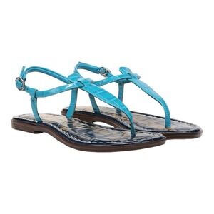 Sam Edelman Kids Turquoise‎ Croc Embossed Thong Sandals With Ankle Strap Size 13
